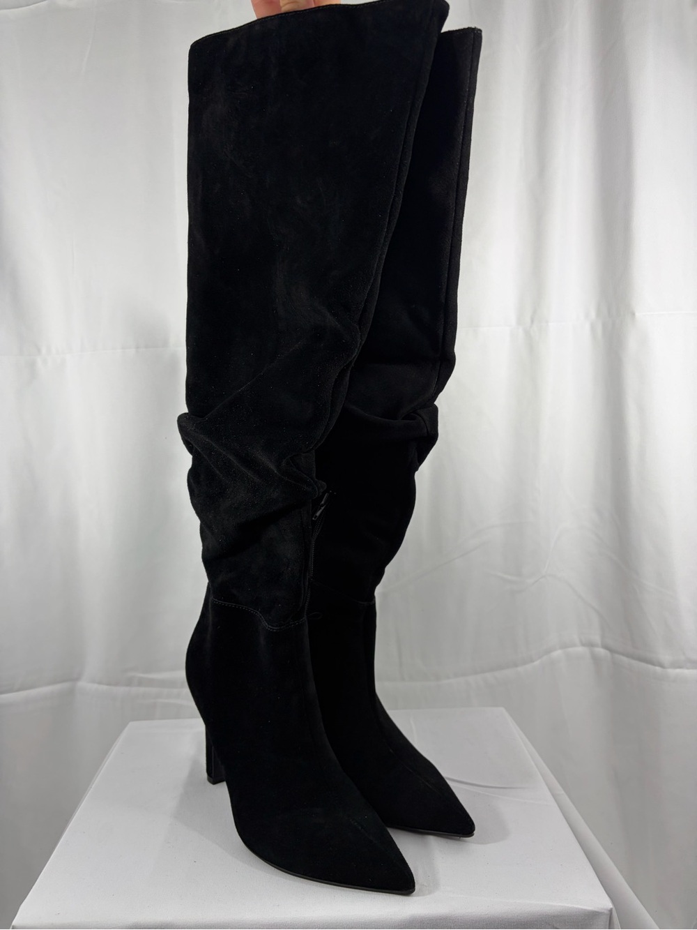 NWT Worthington Women’s Size 7 Black Suede Over-the-Knee Pointed Toe Boots